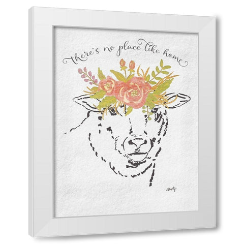 Theres No Place Like Home Lamb White Modern Wood Framed Art Print by Michelle, Misty