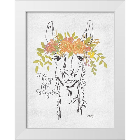 Keep Life Simple Llama White Modern Wood Framed Art Print by Michelle, Misty