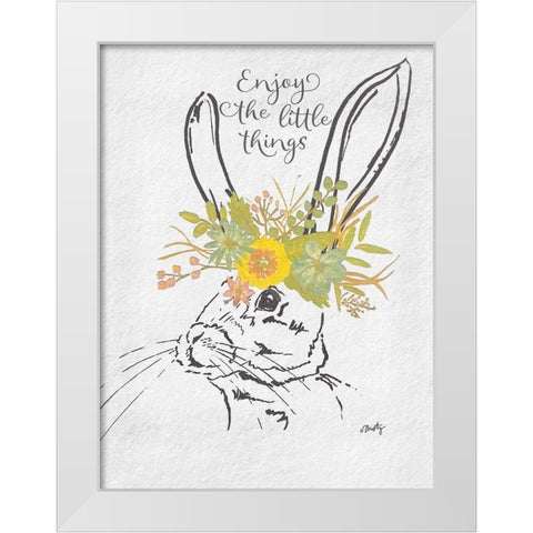 Enjoy the Little Things Bunny White Modern Wood Framed Art Print by Michelle, Misty