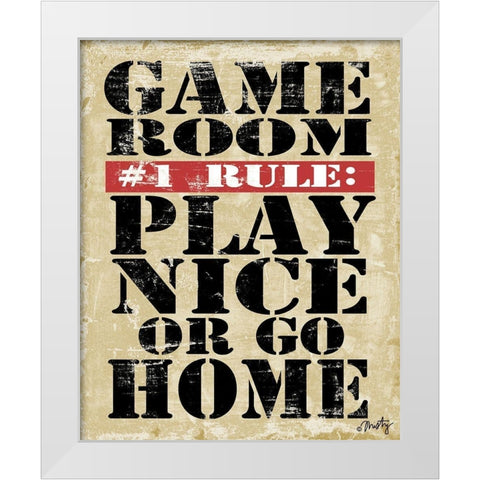 Game Room #1 Rule White Modern Wood Framed Art Print by Michelle, Misty