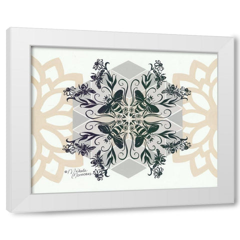 Bees and Blooms      White Modern Wood Framed Art Print by Norman, Michele