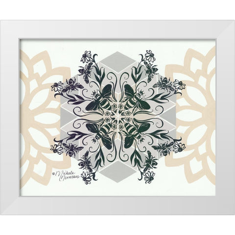 Bees and Blooms      White Modern Wood Framed Art Print by Norman, Michele