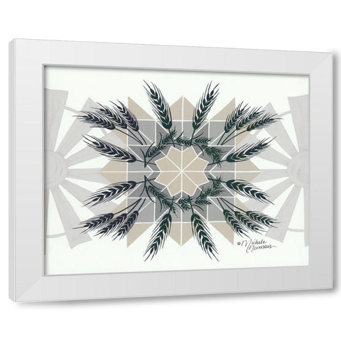 Wheat and Windmill    White Modern Wood Framed Art Print by Norman, Michele