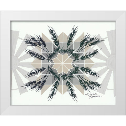 Wheat and Windmill    White Modern Wood Framed Art Print by Norman, Michele