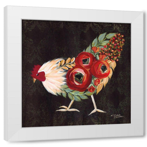 Botanical Rooster White Modern Wood Framed Art Print by Norman, Michele