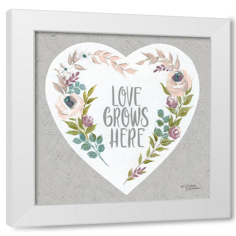 Love Grows Here White Modern Wood Framed Art Print by Norman, Michele