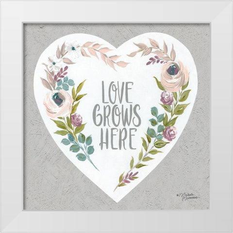Love Grows Here White Modern Wood Framed Art Print by Norman, Michele