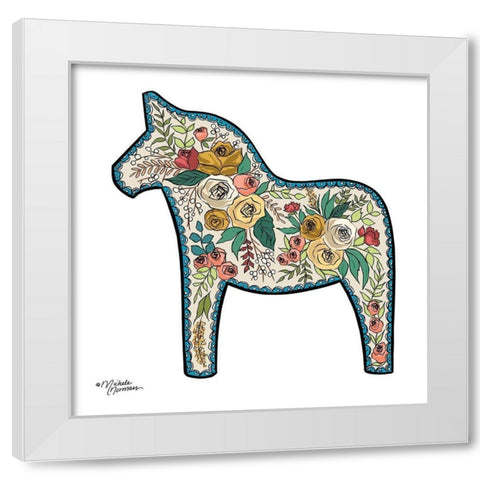 Floral Horse White Modern Wood Framed Art Print by Norman, Michele