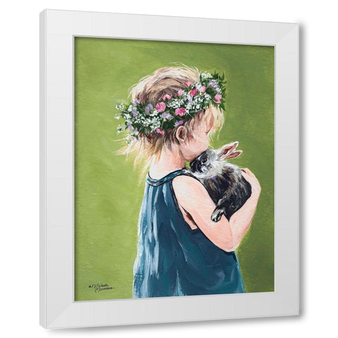 Girl with Bunny White Modern Wood Framed Art Print by Norman, Michele