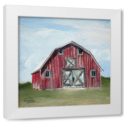 Red Barn White Modern Wood Framed Art Print by Norman, Michele