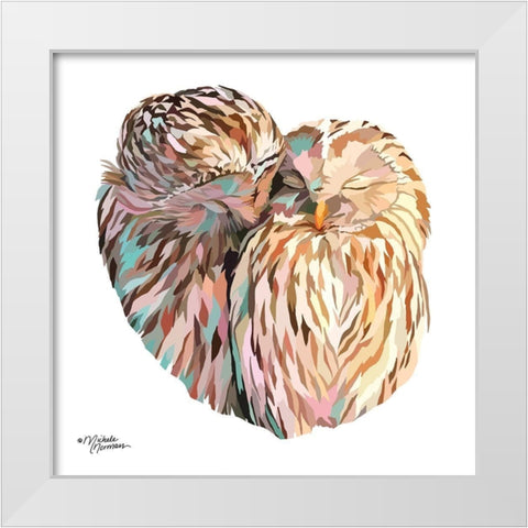 Owls White Modern Wood Framed Art Print by Norman, Michele