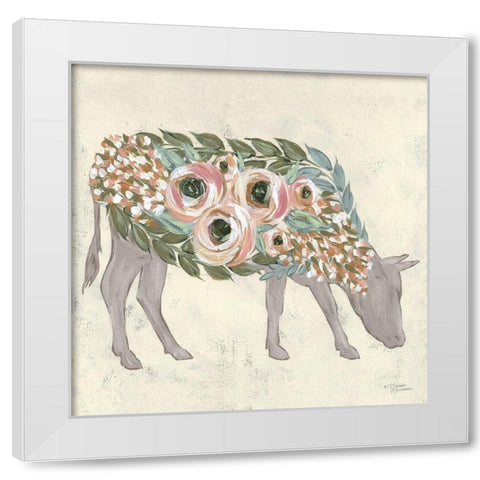 Annabelle the Cow   White Modern Wood Framed Art Print by Norman, Michele