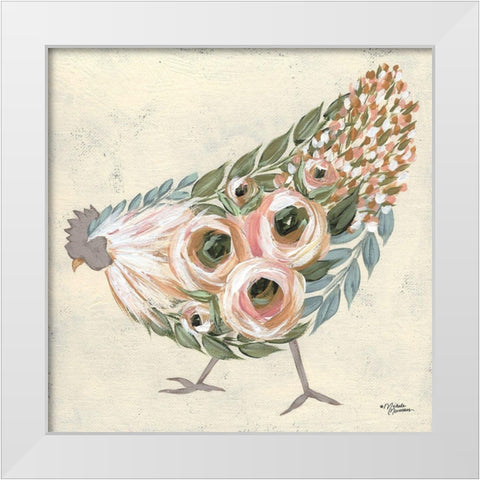 Astrid the Hen   White Modern Wood Framed Art Print by Norman, Michele