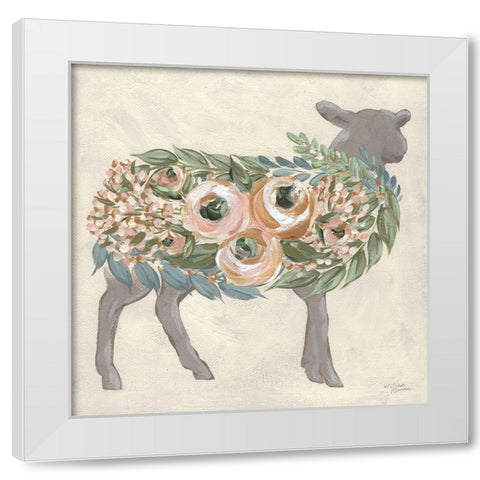 Audrey the Lamb    White Modern Wood Framed Art Print by Norman, Michele