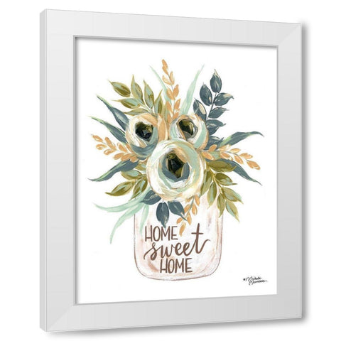 Home Sweet Home Flowers White Modern Wood Framed Art Print by Norman, Michele