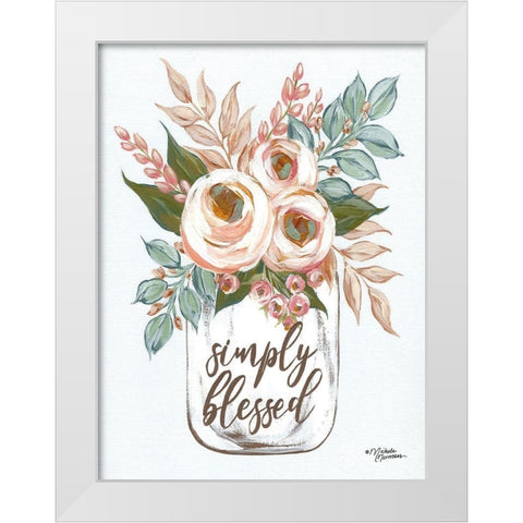 Simply Blessed Flowers White Modern Wood Framed Art Print by Norman, Michele