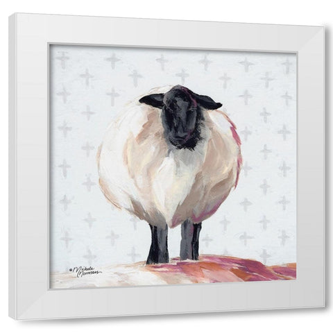 Lamb of God White Modern Wood Framed Art Print by Norman, Michele