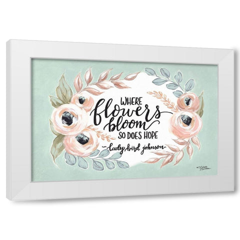 Where Flowers Bloom White Modern Wood Framed Art Print by Norman, Michele
