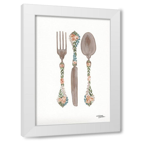 Floral Flatwear       White Modern Wood Framed Art Print by Norman, Michele