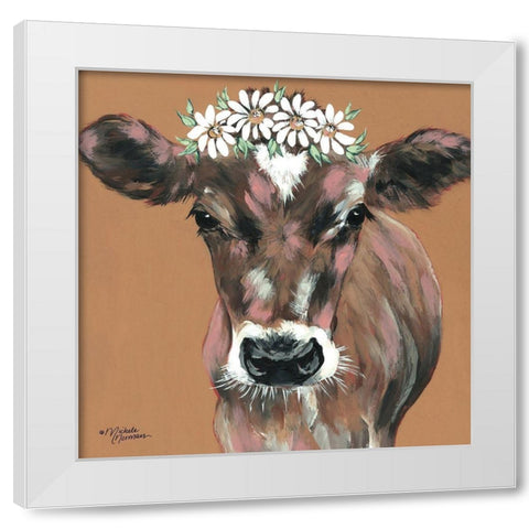 Daisy White Modern Wood Framed Art Print by Norman, Michele