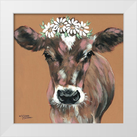 Daisy White Modern Wood Framed Art Print by Norman, Michele