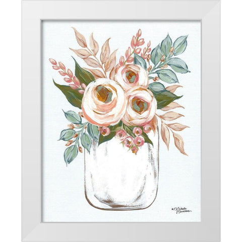 Floral Jar     White Modern Wood Framed Art Print by Morales, Lisa