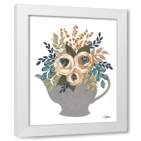 Fall Floral Bowls       White Modern Wood Framed Art Print by Norman, Michele