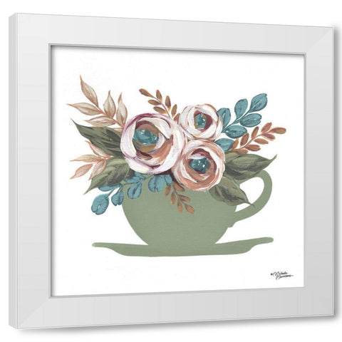 Floral Coffee Cup       White Modern Wood Framed Art Print by Norman, Michele