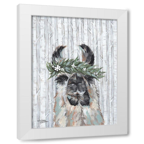 Lizzy the Winter Llama White Modern Wood Framed Art Print by Norman, Michele