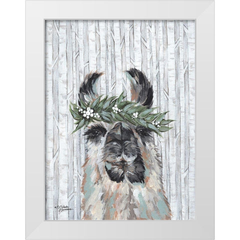 Lizzy the Winter Llama White Modern Wood Framed Art Print by Norman, Michele