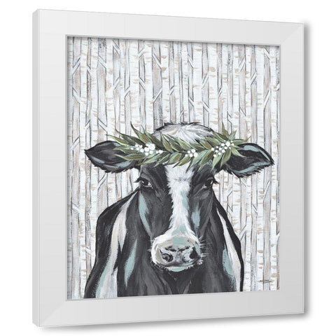 Wanda the Winter Holstein White Modern Wood Framed Art Print by Norman, Michele