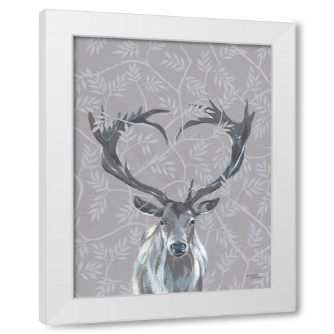 Deerly Loved White Modern Wood Framed Art Print by Norman, Michele