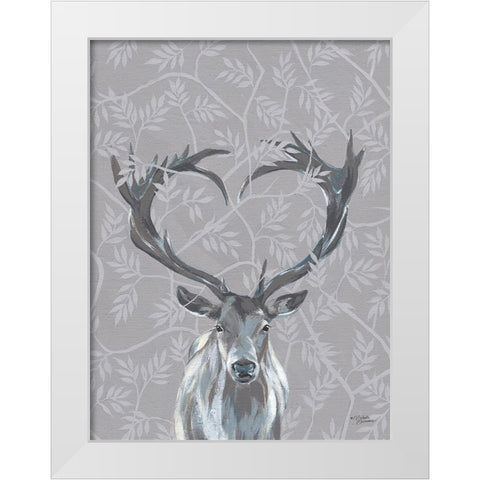 Deerly Loved White Modern Wood Framed Art Print by Norman, Michele