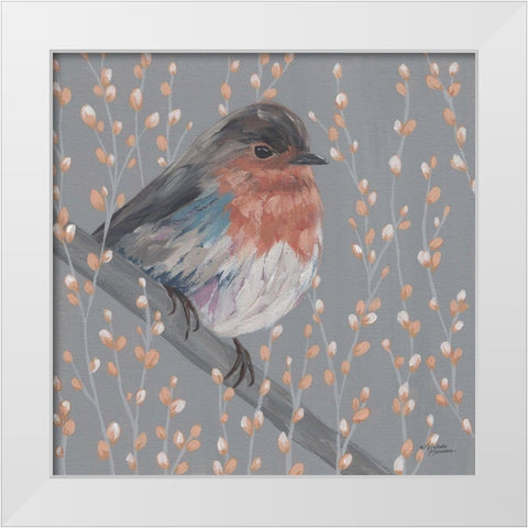 Mother Robin White Modern Wood Framed Art Print by Norman, Michele