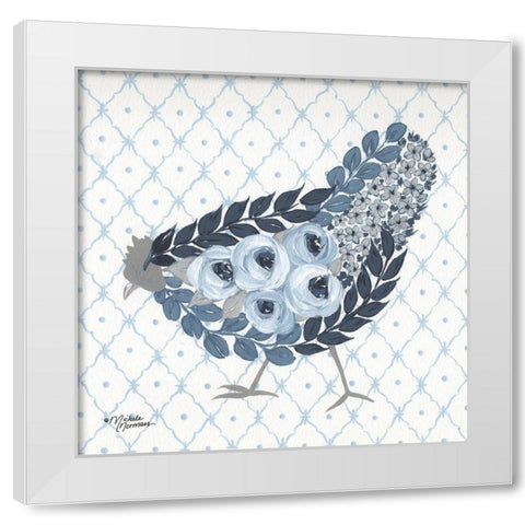 Blue Country Hen White Modern Wood Framed Art Print by Norman, Michele