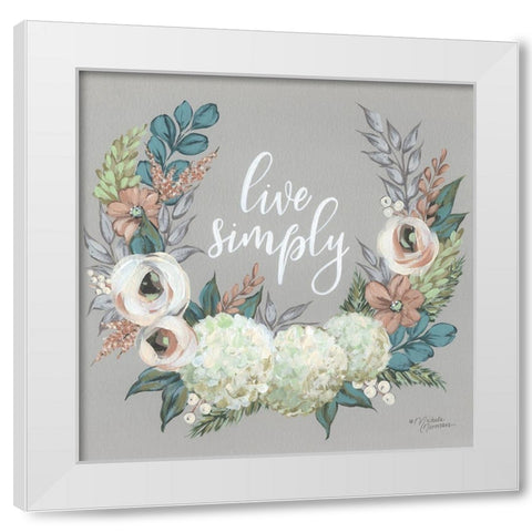 Live Simply    White Modern Wood Framed Art Print by Norman, Michele