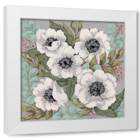 Anemone Garden White Modern Wood Framed Art Print by Norman, Michele