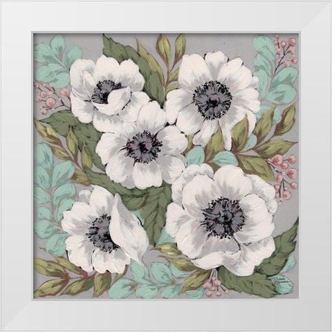 Anemone Garden White Modern Wood Framed Art Print by Norman, Michele