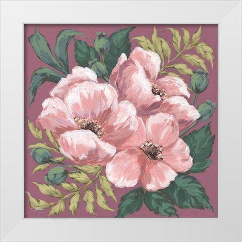 Pink Poppies White Modern Wood Framed Art Print by Norman, Michele