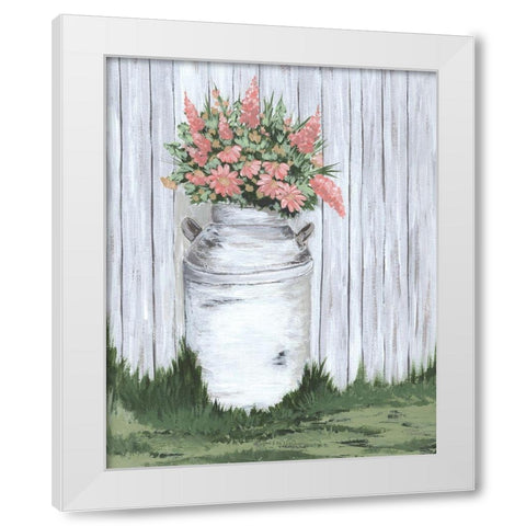 White Washed Milk Can White Modern Wood Framed Art Print by Norman, Michele