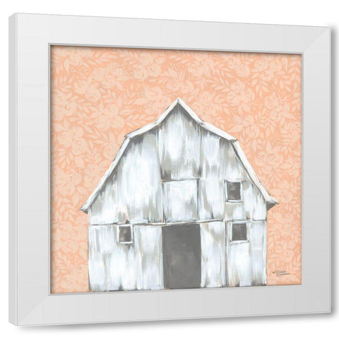 Peaches And Cream Barn White Modern Wood Framed Art Print by Norman, Michele