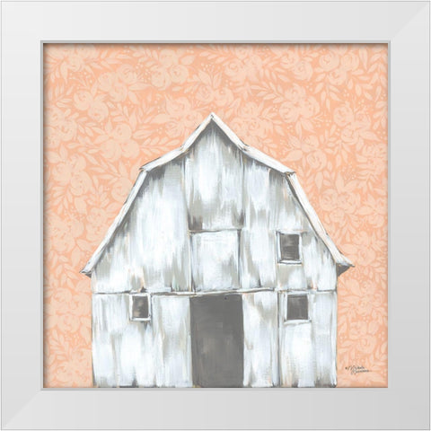 Peaches And Cream Barn White Modern Wood Framed Art Print by Norman, Michele