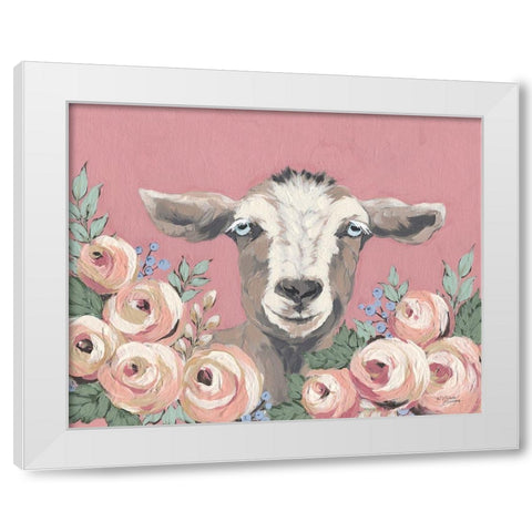 Goat in the Garden White Modern Wood Framed Art Print by Michelle, Misty