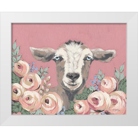 Goat in the Garden White Modern Wood Framed Art Print by Michelle, Misty