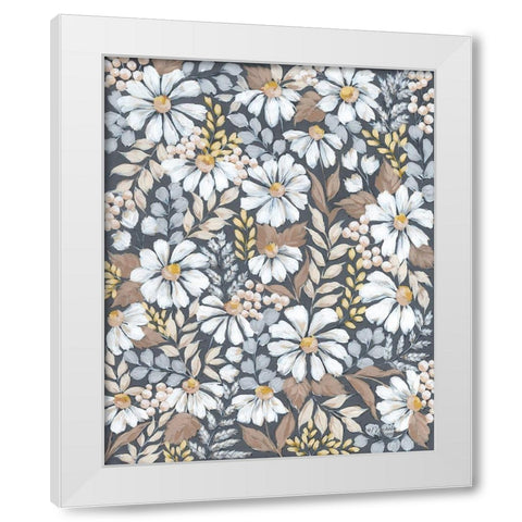 Neutral Daisies White Modern Wood Framed Art Print by Norman, Michele