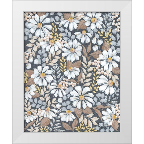 Neutral Daisies White Modern Wood Framed Art Print by Norman, Michele