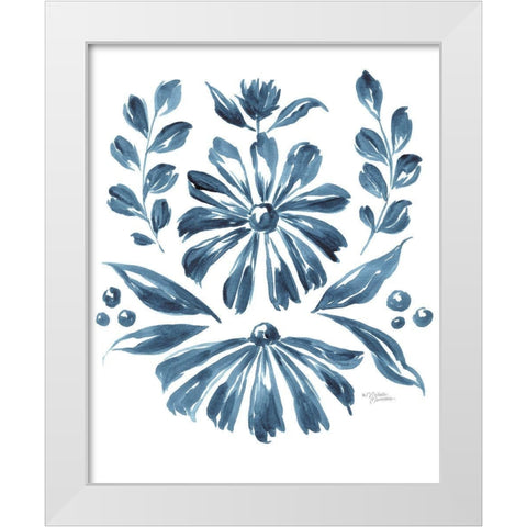 Blue Daisy #1    White Modern Wood Framed Art Print by Norman, Michele
