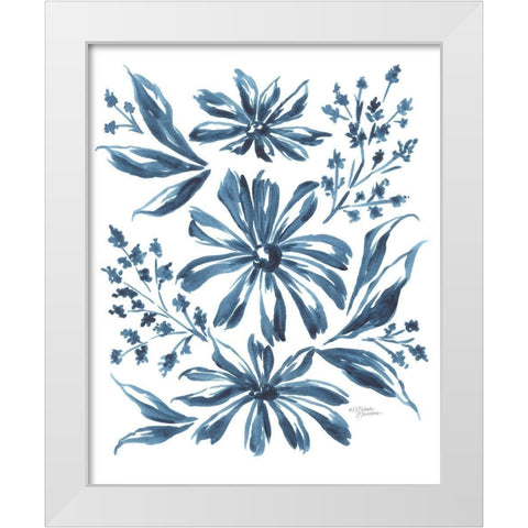Blue Daisy #3  White Modern Wood Framed Art Print by Norman, Michele