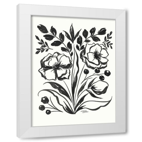 Maya Floral White Modern Wood Framed Art Print by Norman, Michele