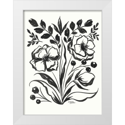 Maya Floral White Modern Wood Framed Art Print by Norman, Michele